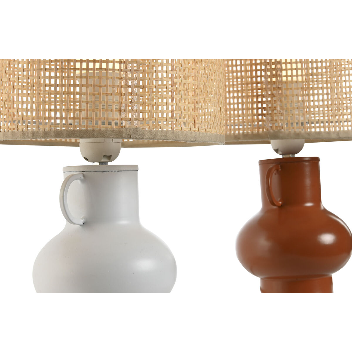 Bordslampa Home ESPRIT Vit Naturell Terrakota n Metall Bambu 50 W 220 V 22 x 22 x 33 cm (2 antal) - 2