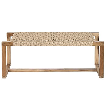 Sittpall Home ESPRIT Brun Syntetisk fiber Fibrer teakträ 120 x 40 x 45 cm