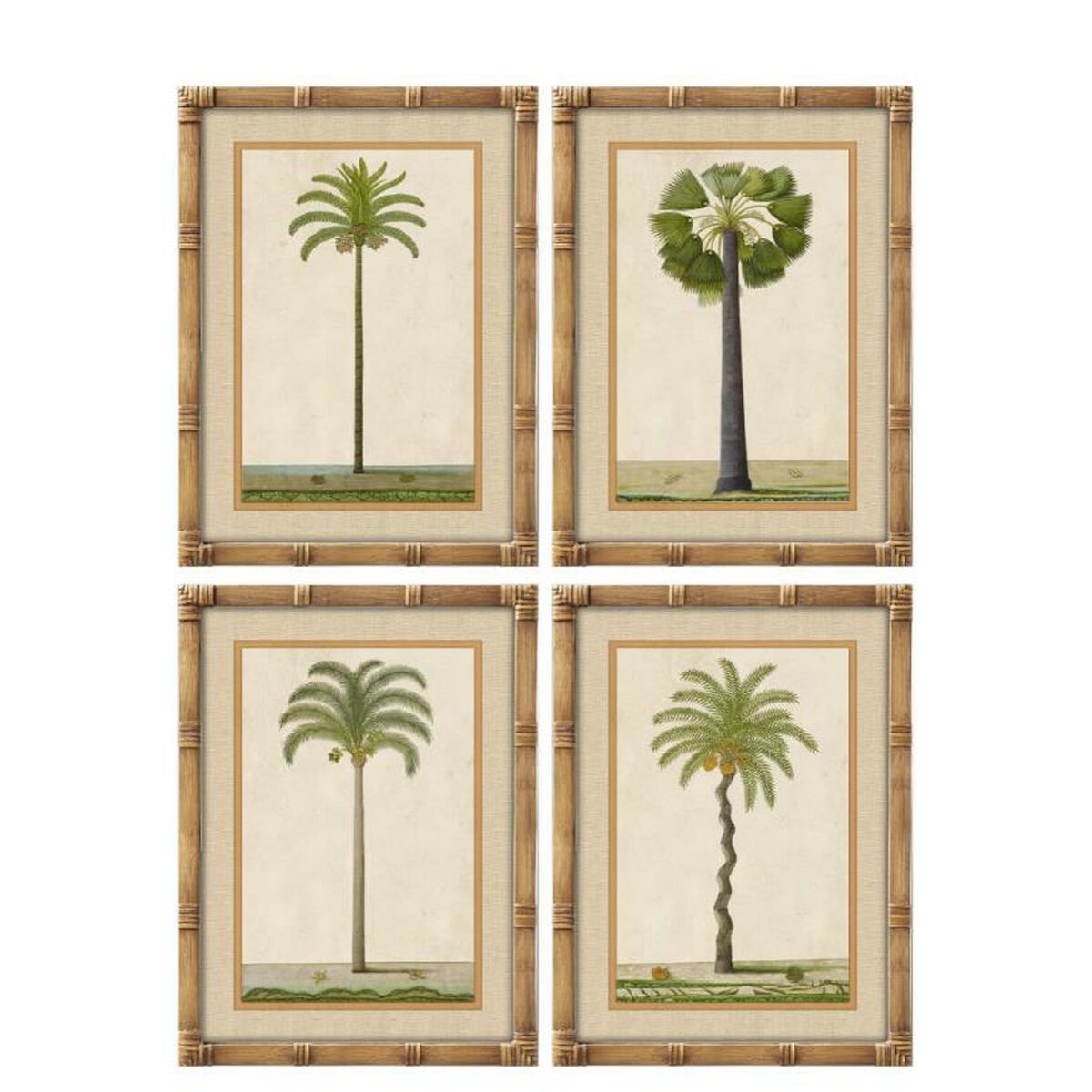 Tavla Home ESPRIT Bambu Glas 45 x 2,5 x 60 cm (4 antal)