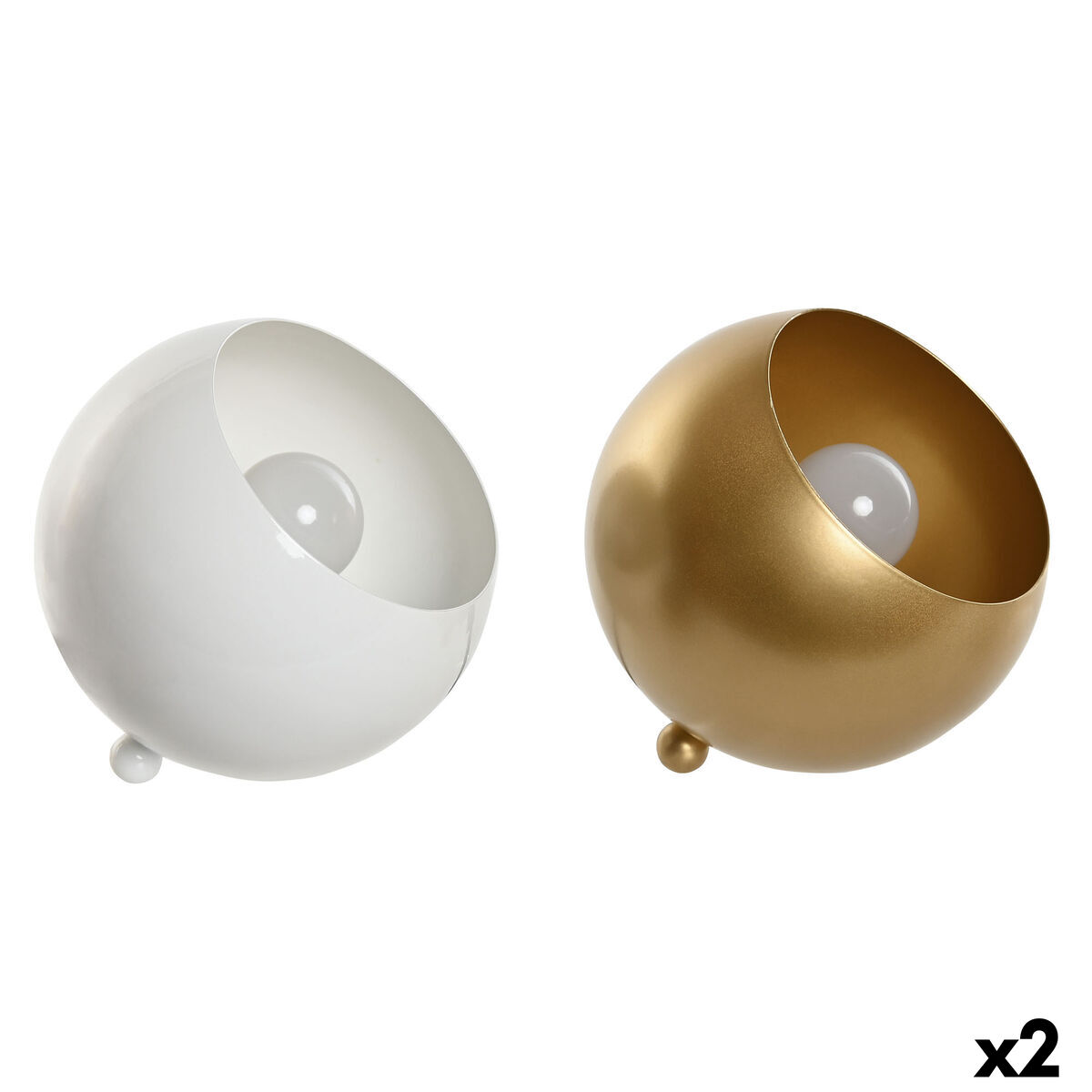 Bordslampa Home ESPRIT Vit Gyllene Metall 50 W 220 V 15 x 15 x 15 cm (2 antal) - 5