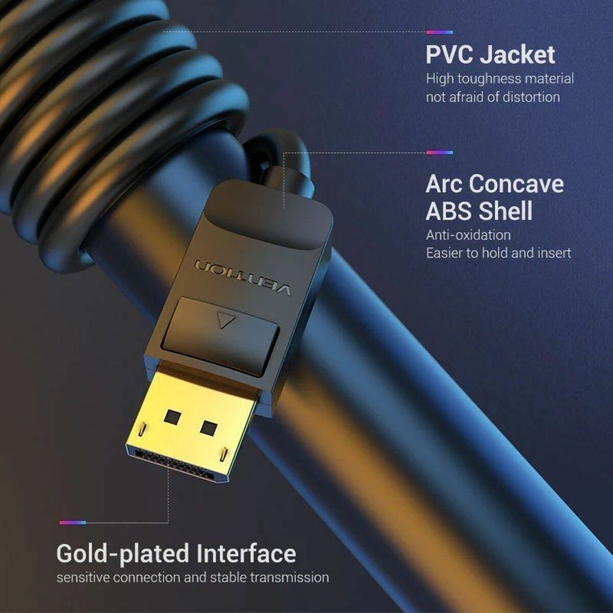 DisplayPort Kabel Vention HACBI Svart 3 m - 4