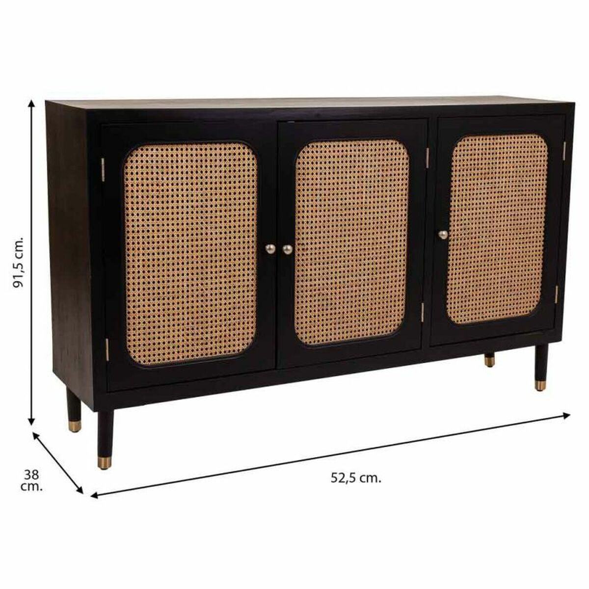Skänk Alexandra House Living Svart furuträ Trä MDF 38 x 91 x 152 cm - 5