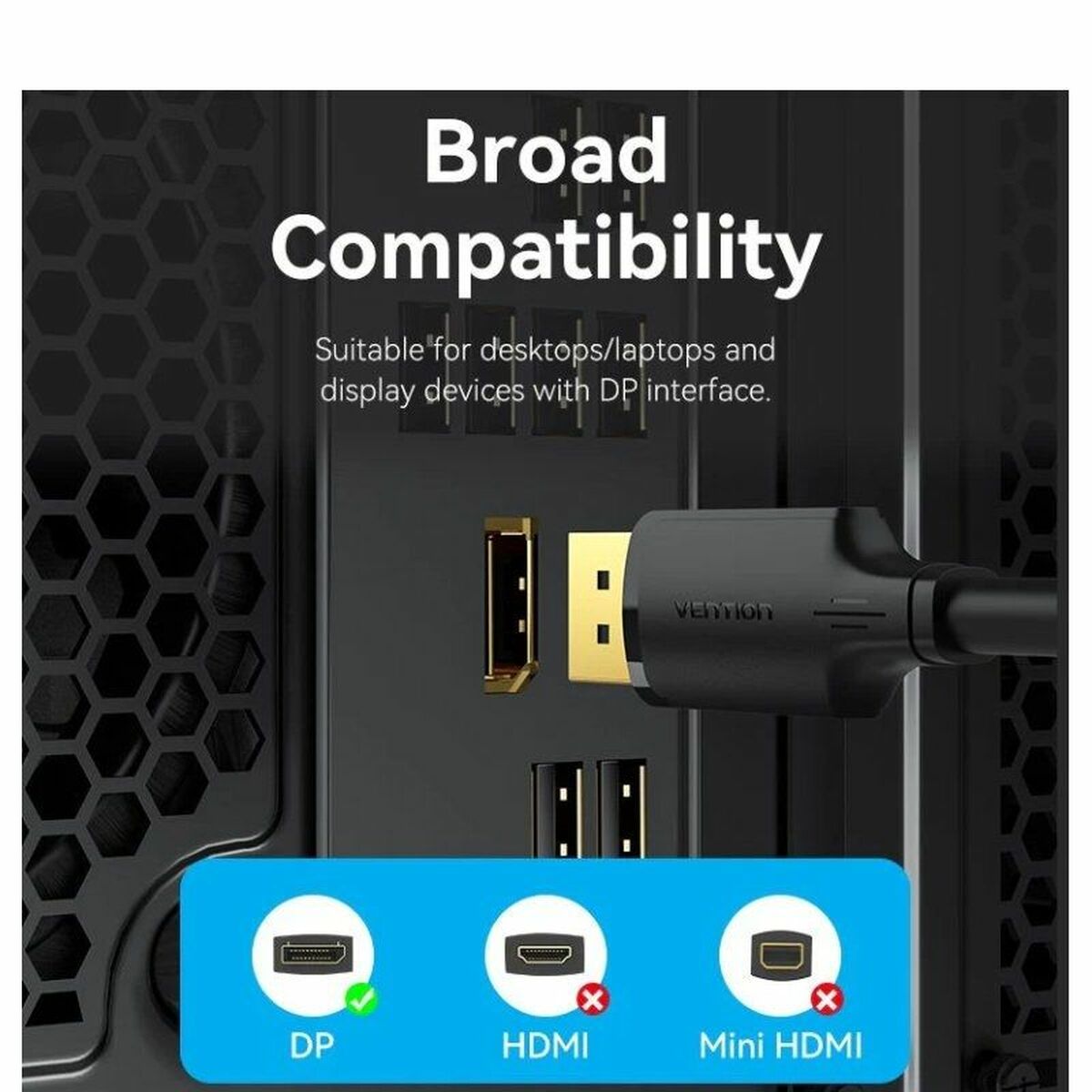 DisplayPort Kabel Vention HAKBF Svart 1 m - 5