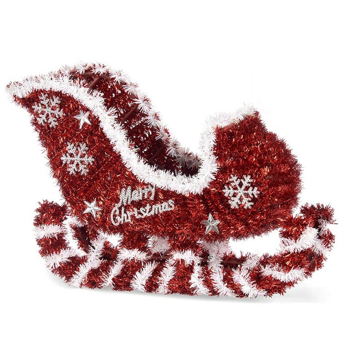 Prydnadsfigur Släde Glitter Vit Röd polypropen PET 32,5 x 23 x 12 cm (12 antal) - 2