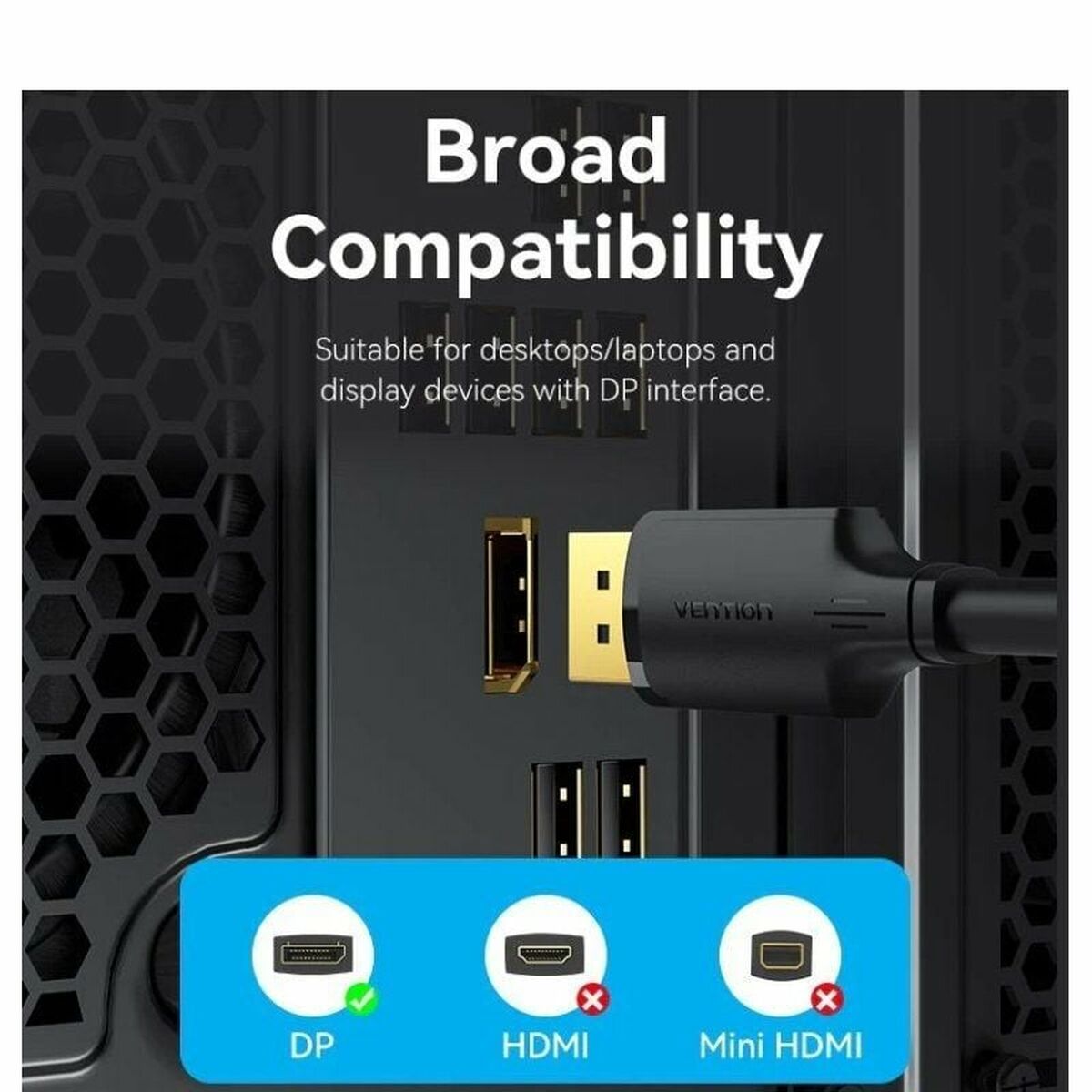 DisplayPort Kabel Vention HAKBH Svart 2 m - 5