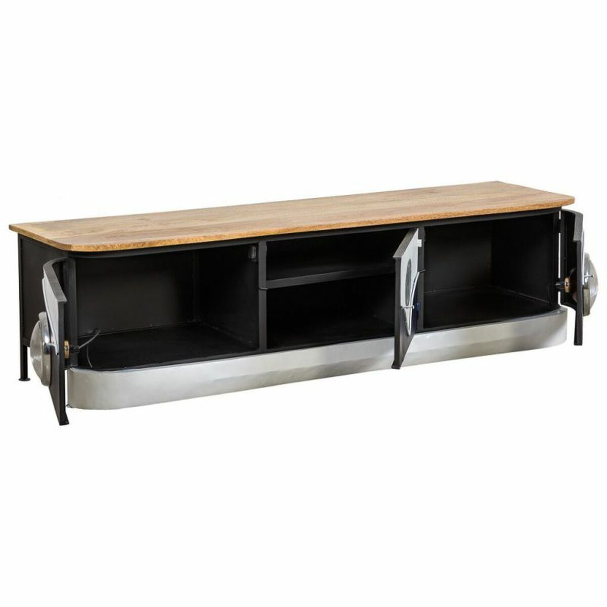 Skänk Alexandra House Living Vit Naturell Marinblå Metall Mangoträ 50 x 50 x 183 cm - 2