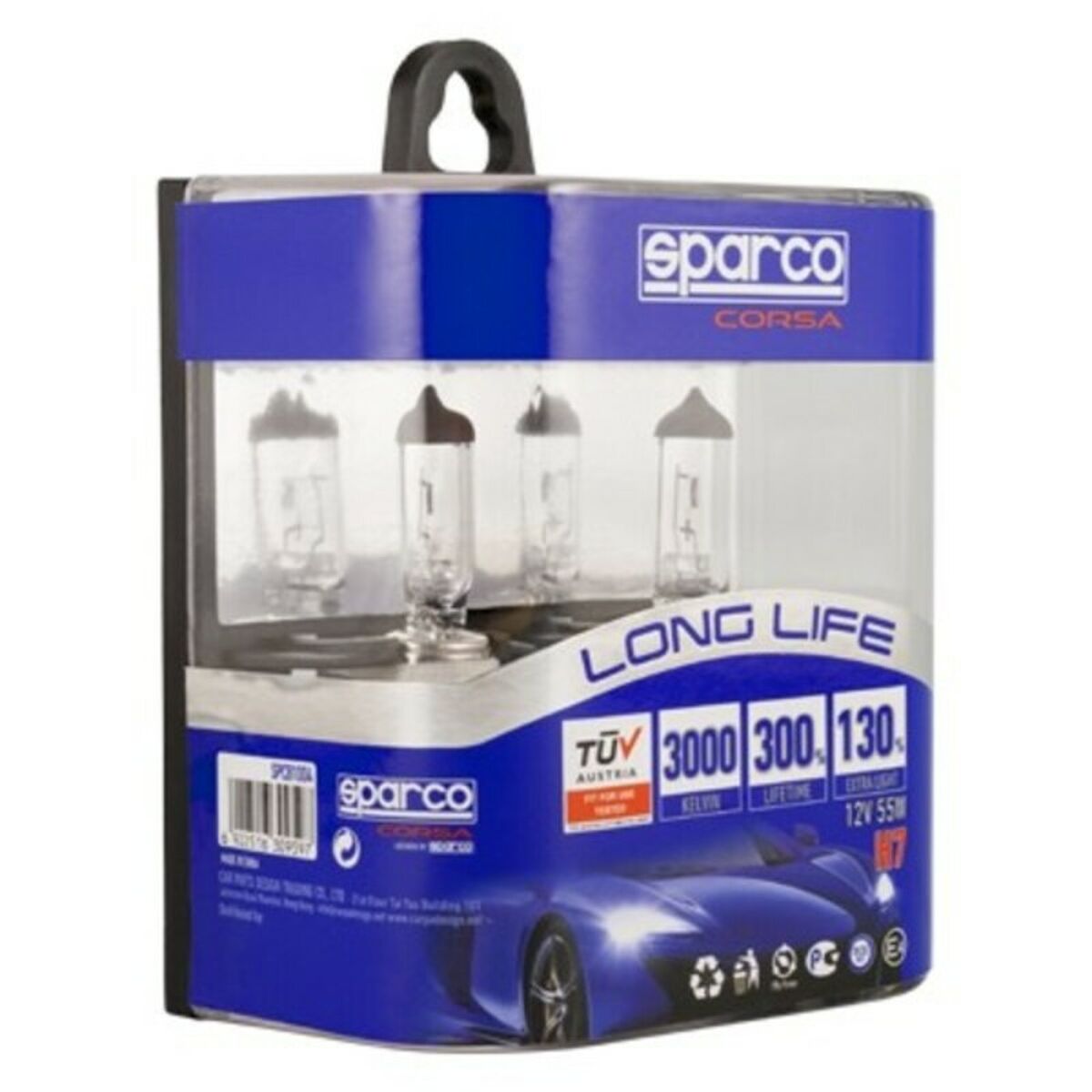 Glödlampa för bil Sparco Long Life E-Mark H7 12V 55W 3000K - 3