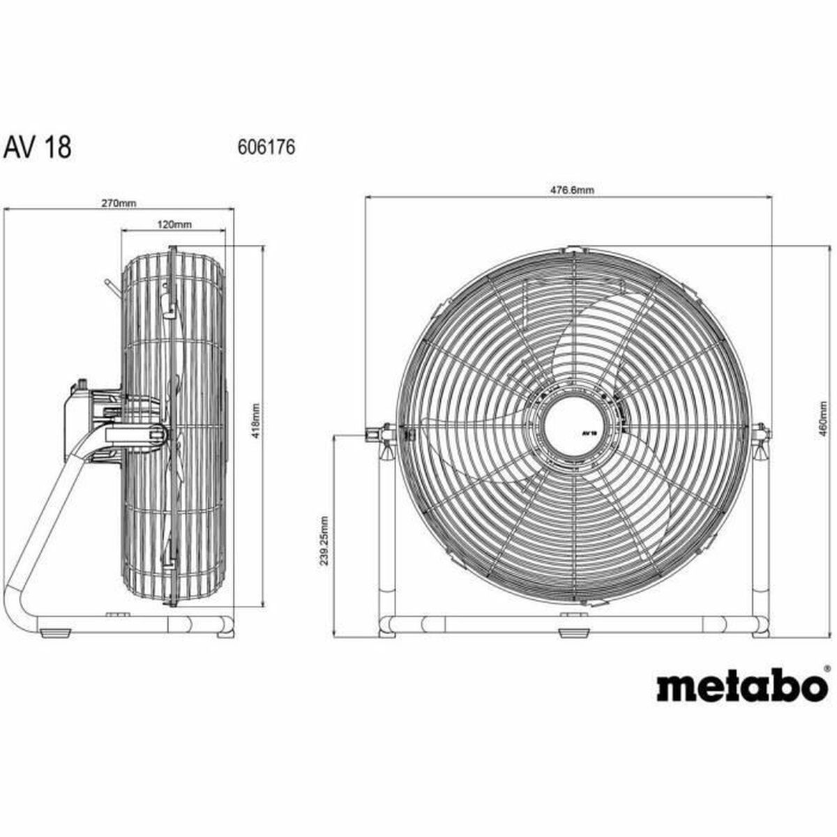 Golvfläkt Metabo AV 18 Vit - 3