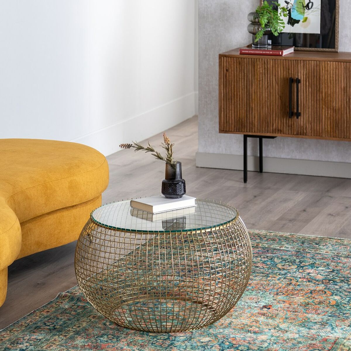 Soffbord 74 x 74 x 44 cm Glas Järn - 6