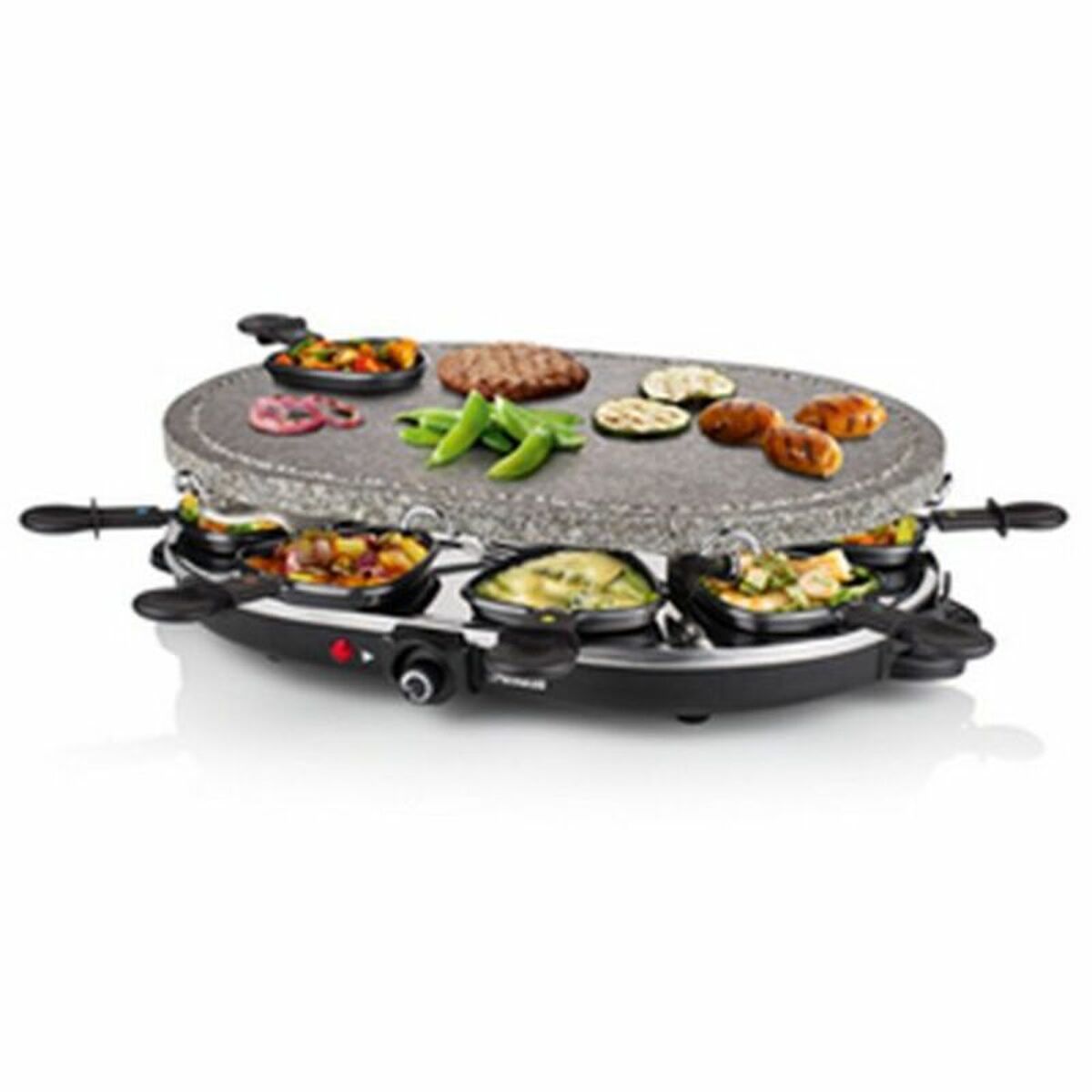 Raclette Princess 8 Oval Stone Grill Party Svart Grå - 7