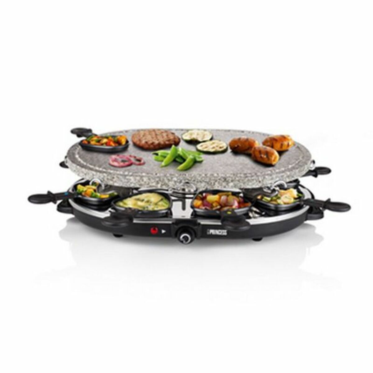 Raclette Princess 8 Oval Stone Grill Party Svart Grå - 4