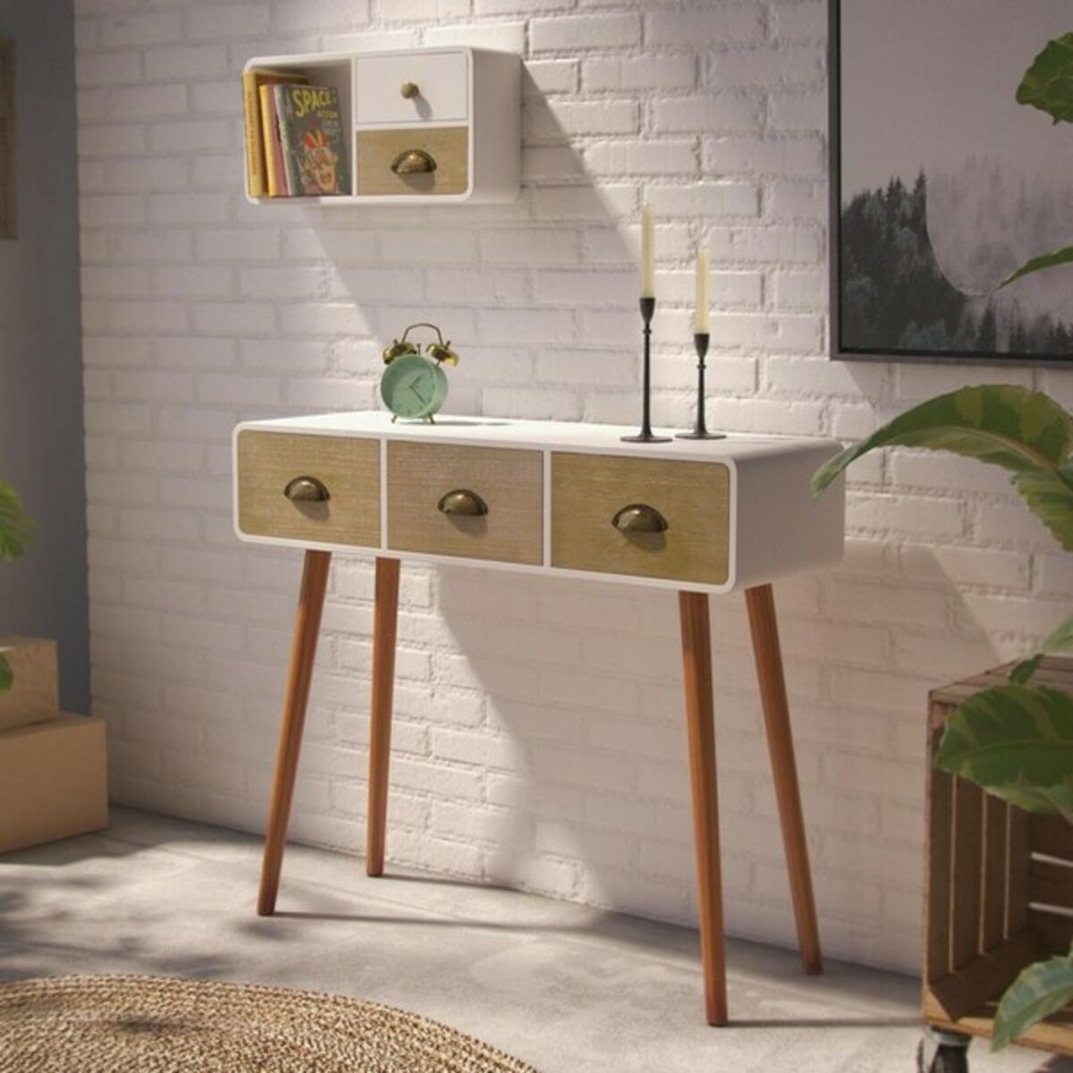 Hallmöbel med 3 lådor Versa 30 x 80,5 x 90 cm 0,3 x 0,805 x 0,9 cm Vit - 10