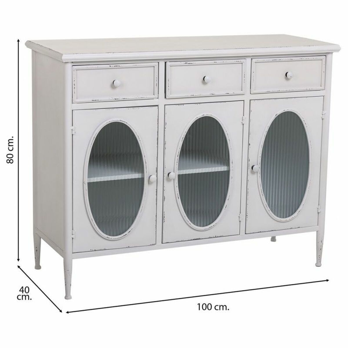 Skänk Alexandra House Living Vit Metall Glas 40 x 80 x 100 cm - 5