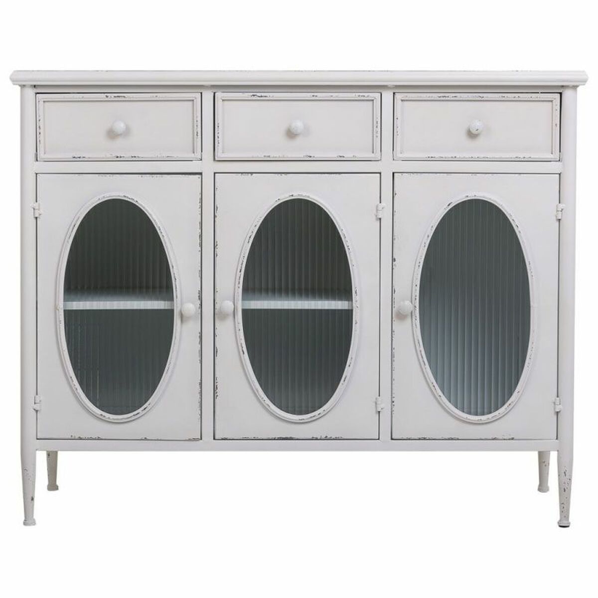 Skänk Alexandra House Living Vit Metall Glas 40 x 80 x 100 cm - 6