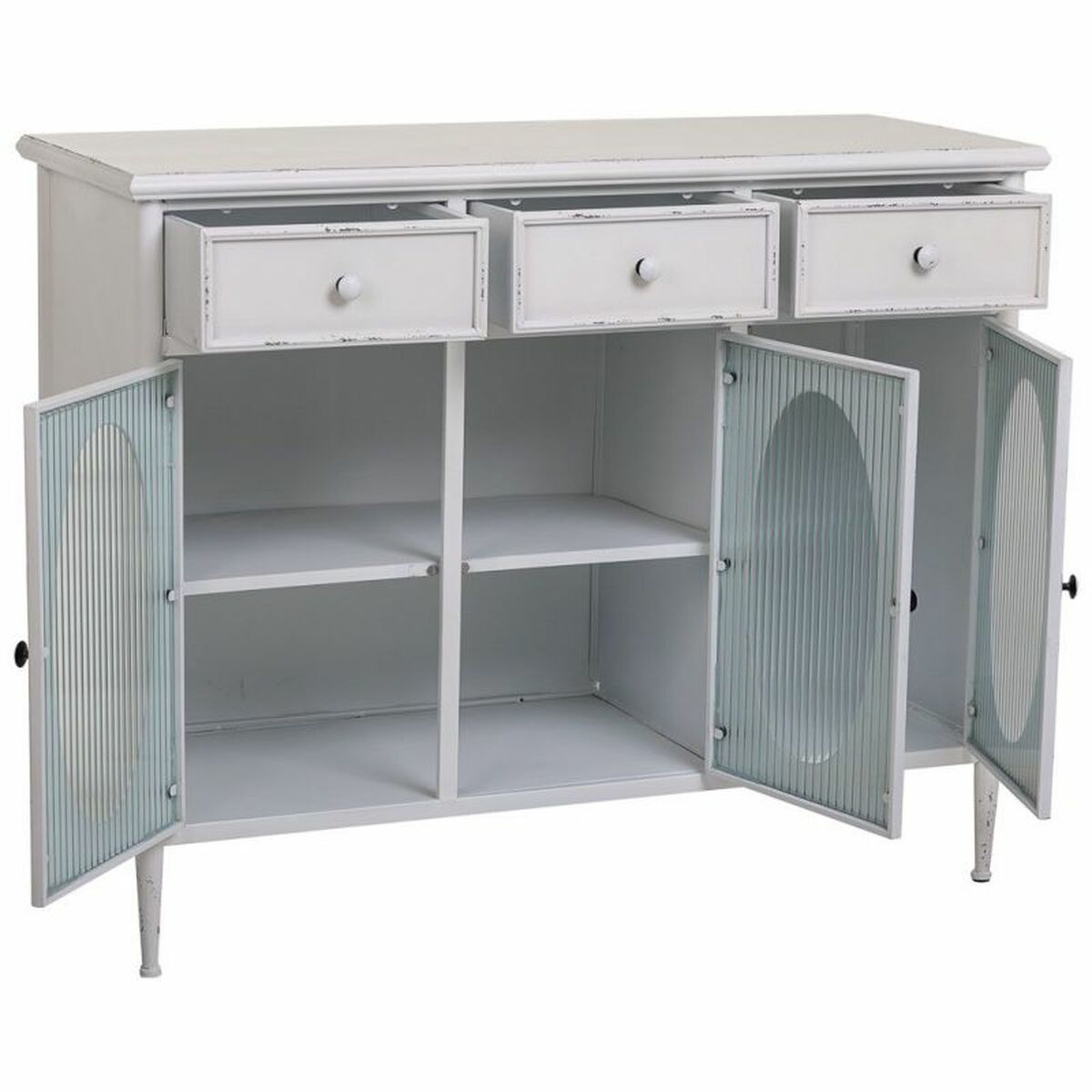 Skänk Alexandra House Living Vit Metall Glas 40 x 80 x 100 cm - 4