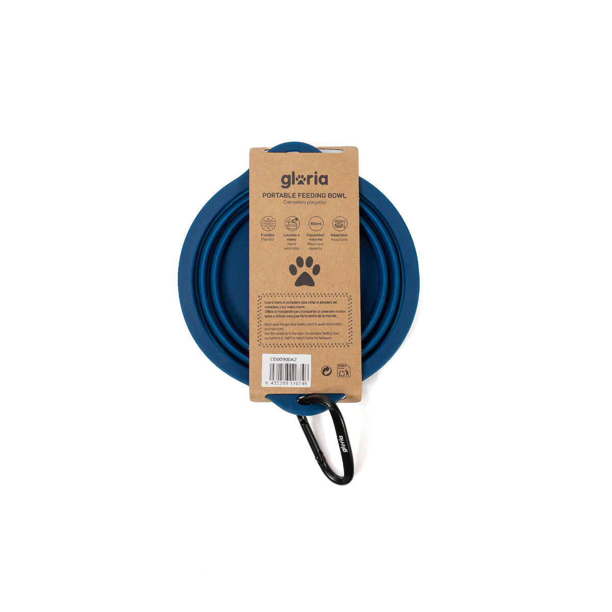 Hopvikbar matskål för Husdjur Gloria Blå Silikon Aluminium 550 ml - 6
