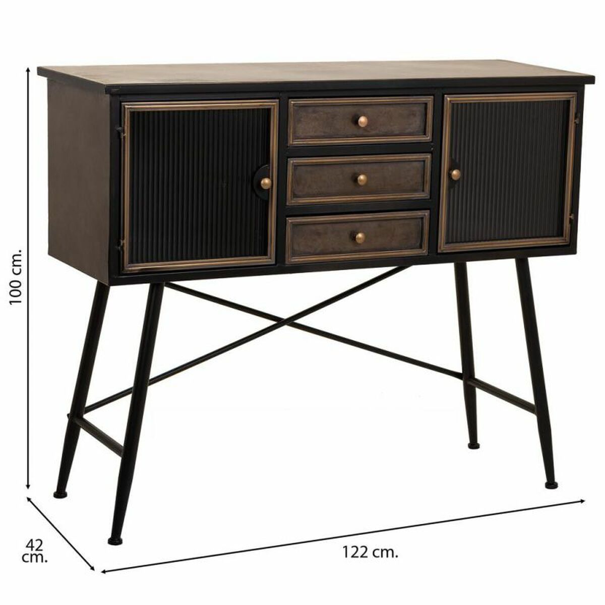 Skänk Alexandra House Living Brun Metall 42 x 100 x 122 cm - 5