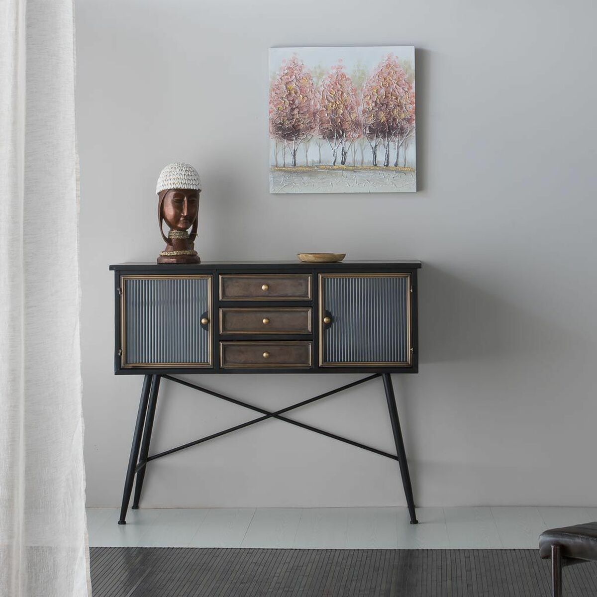 Skänk Alexandra House Living Brun Metall 42 x 100 x 122 cm - 3