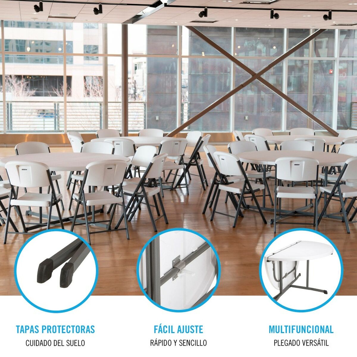 Sidobord Lifetime Vit 152 x 75,5 x 152 cm Stål Plast - 9