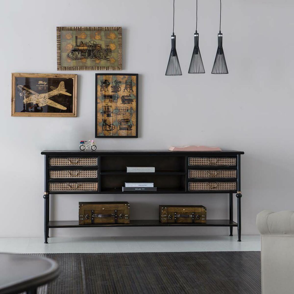 Skänk Alexandra House Living Brun Metall 45 x 80 x 180 cm - 3