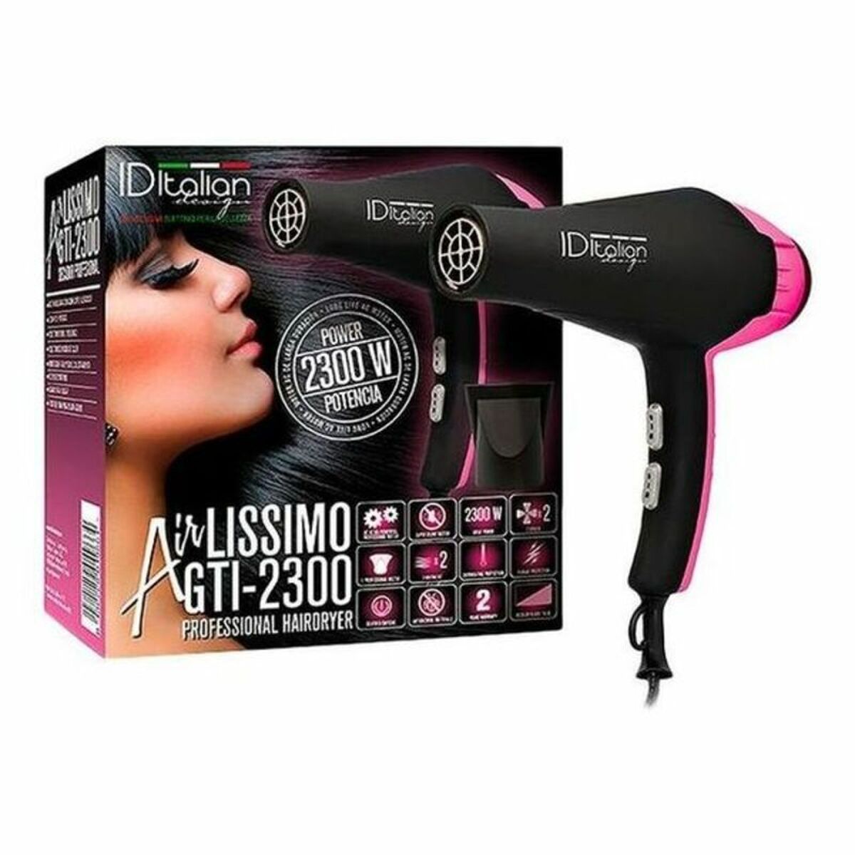 Hårtork Id Italian Airlissimo Gti Rosa - 3