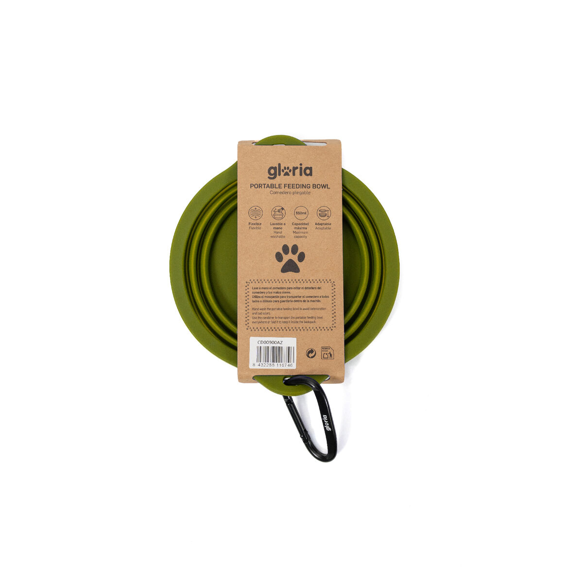 Hopvikbar matskål för Husdjur Gloria Grön Silikon Aluminium 550 ml - 3