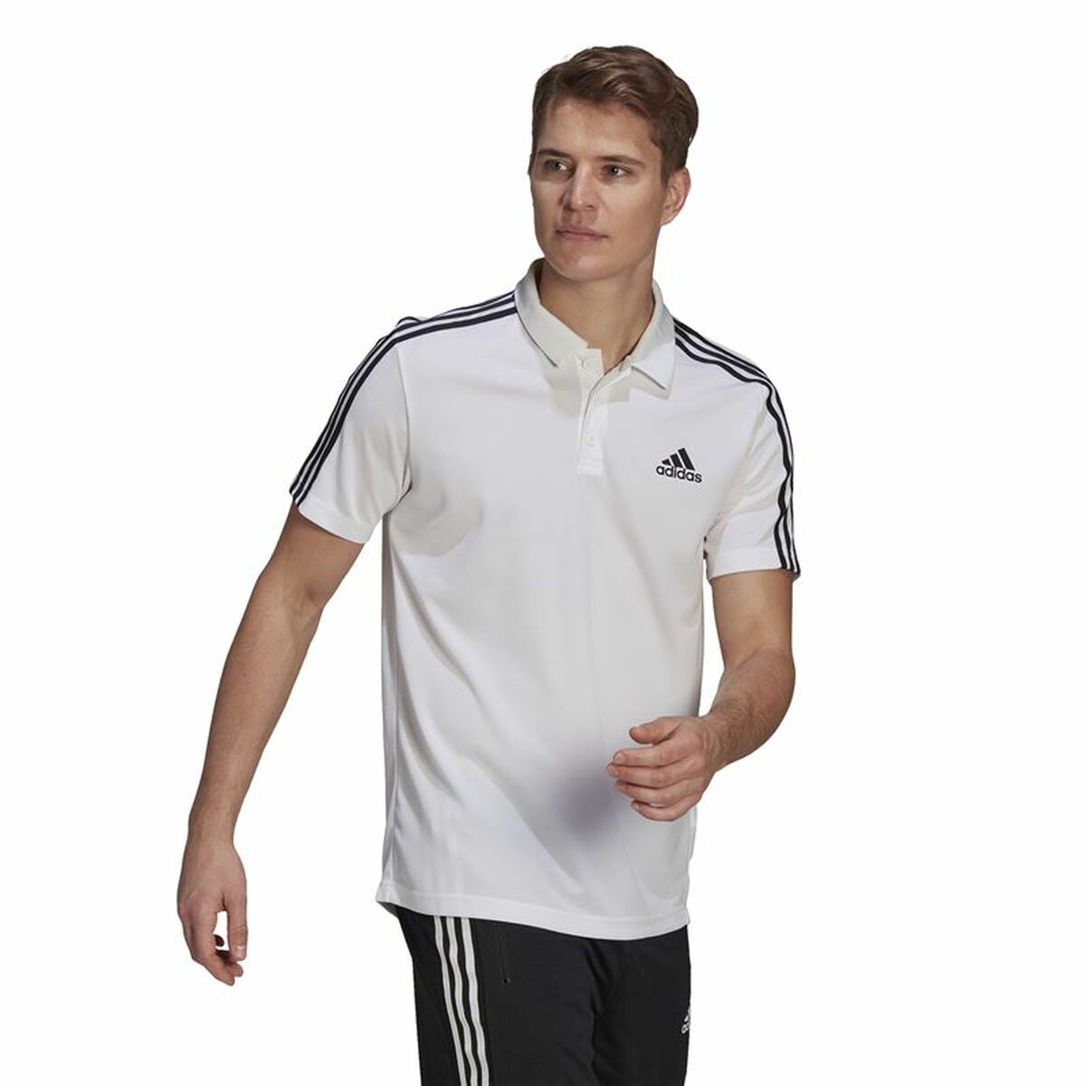 Polotröja kortärmad Herr Adidas Primeblue 3 Stripes Vit - 6