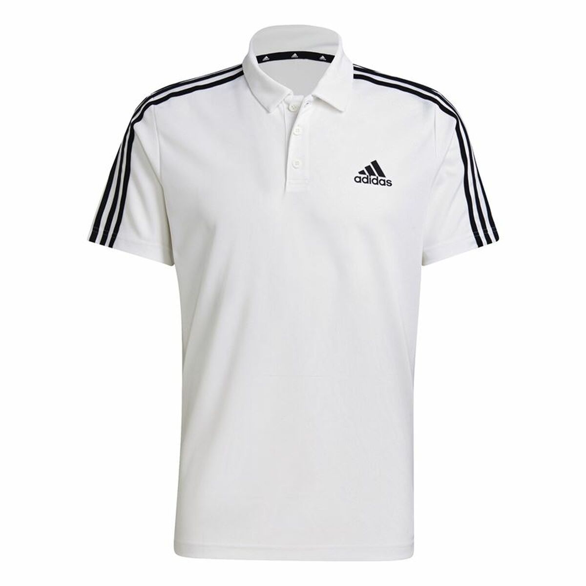 Polotröja kortärmad Herr Adidas Primeblue 3 Stripes Vit