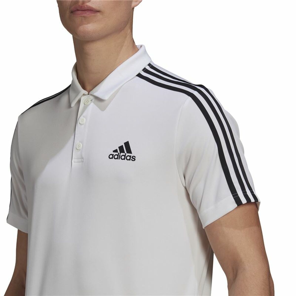 Polotröja kortärmad Herr Adidas Primeblue 3 Stripes Vit - 3