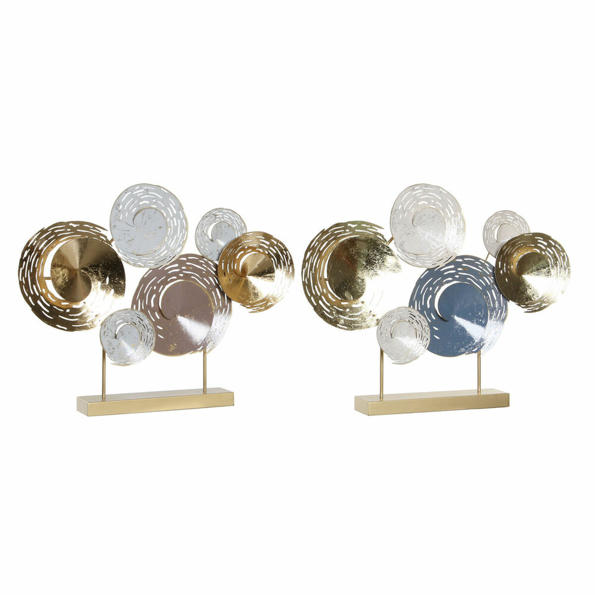 Prydnadsfigur DKD Home Decor 65,4 x 9 x 51 cm Abstrakt Blå Gyllene Brun Modern (2 antal) - 7