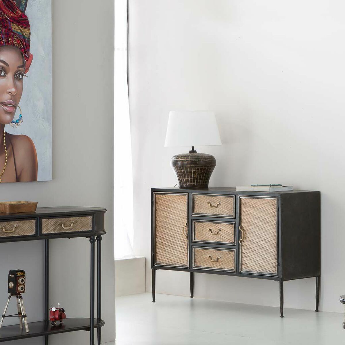 Skänk Alexandra House Living Brun Metall 41 x 80 x 120 cm - 3