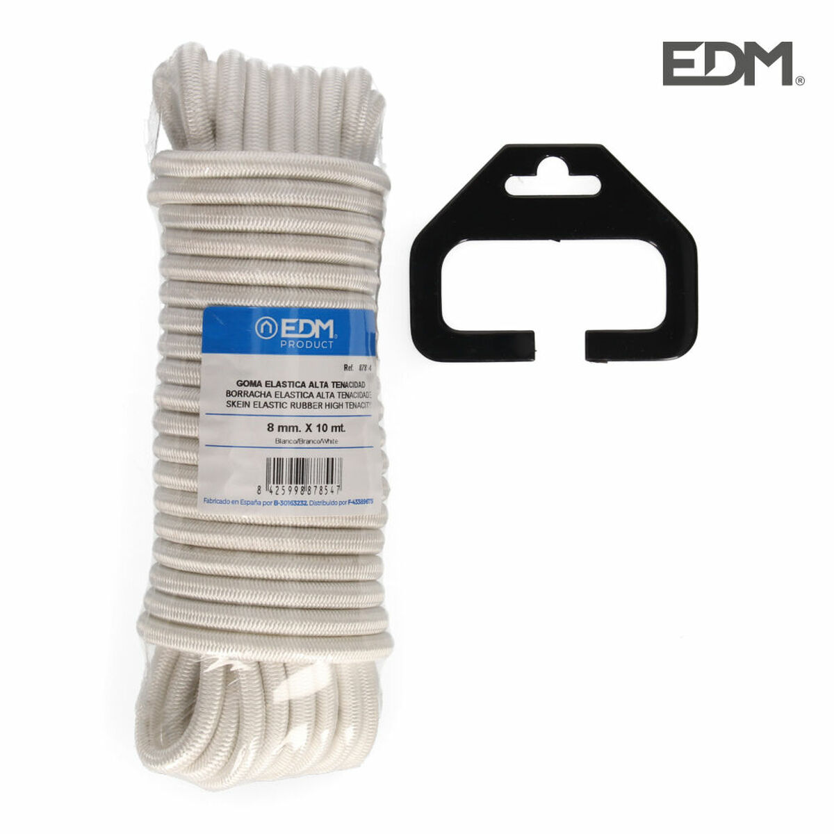 Elastisk sladd EDM 87854 Vit 10 m