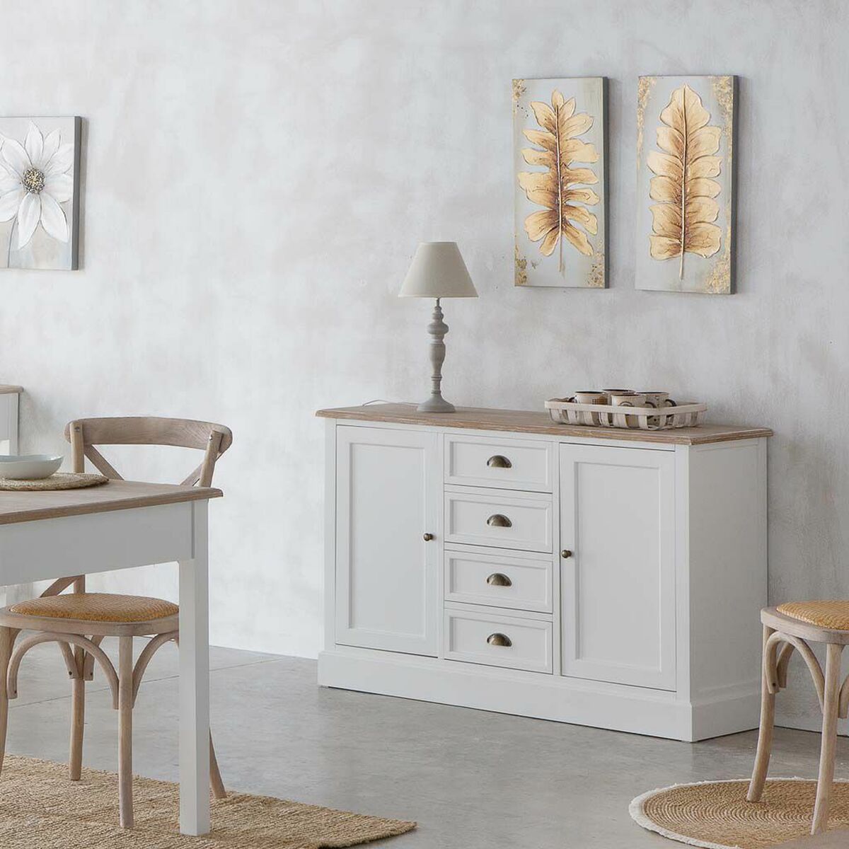 Skänk Alexandra House Living Vit Brun Zinklegering Trä MDF 40 x 82 x 124 cm - 3