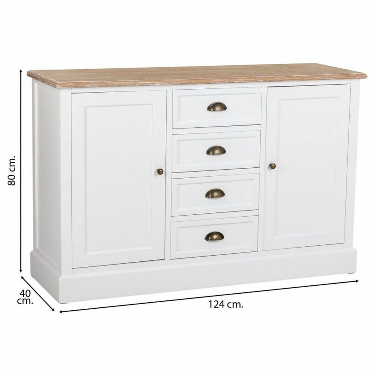 Skänk Alexandra House Living Vit Brun Zinklegering Trä MDF 40 x 82 x 124 cm - 5