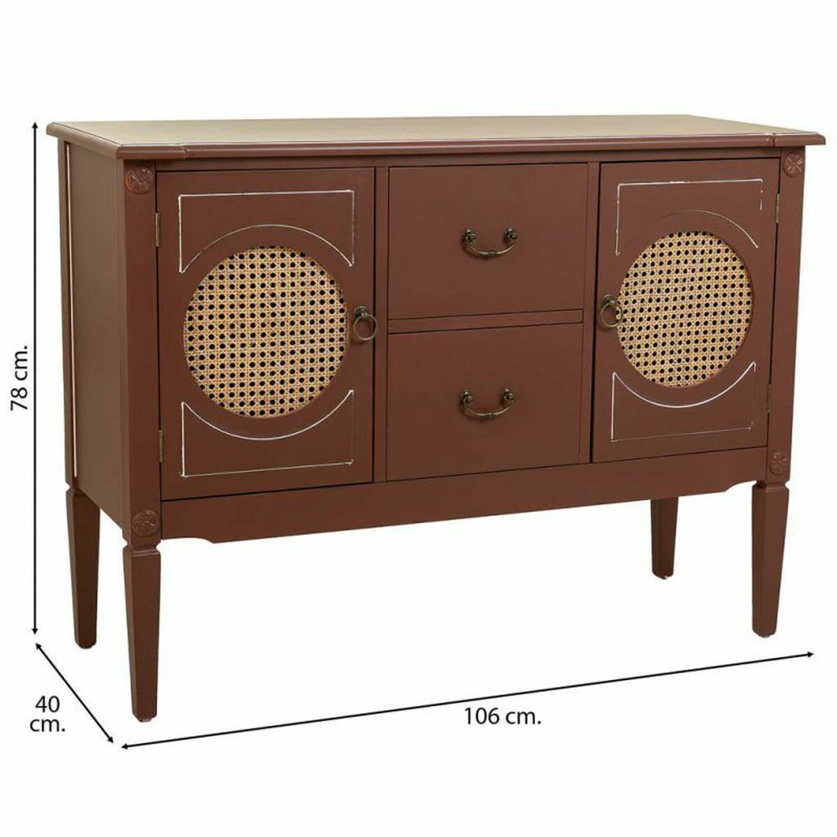 Skänk Alexandra House Living Brun Naturell Rattan Granträ 40 x 78 x 106 cm - 5