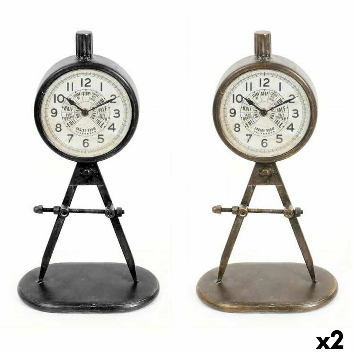 bordsklocka DKD Home Decor Svart Gyllene Loft (2 antal) - 4