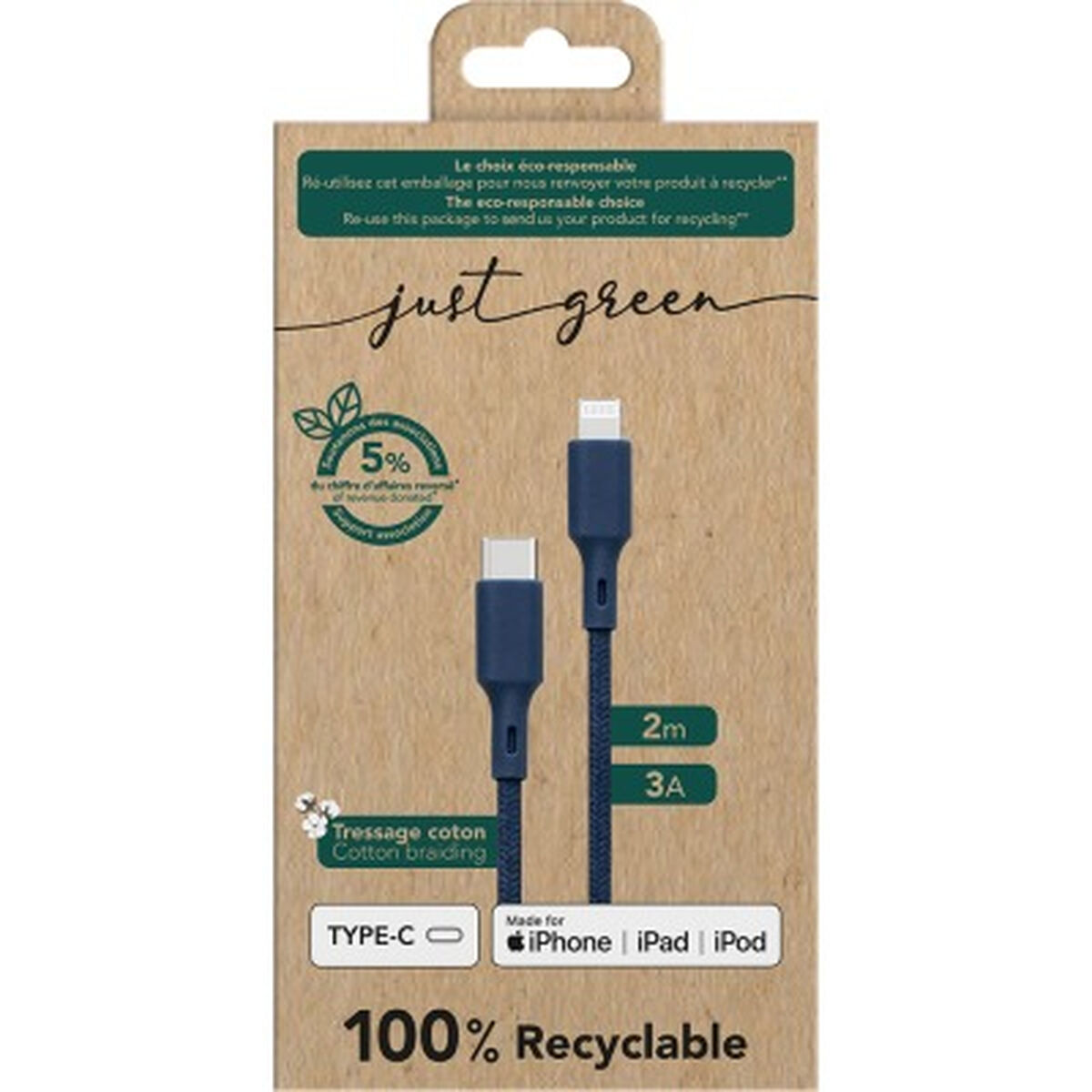 USB-kabel Bigben JGCBLCOTMFIC2MBL Blå 2 m - 2