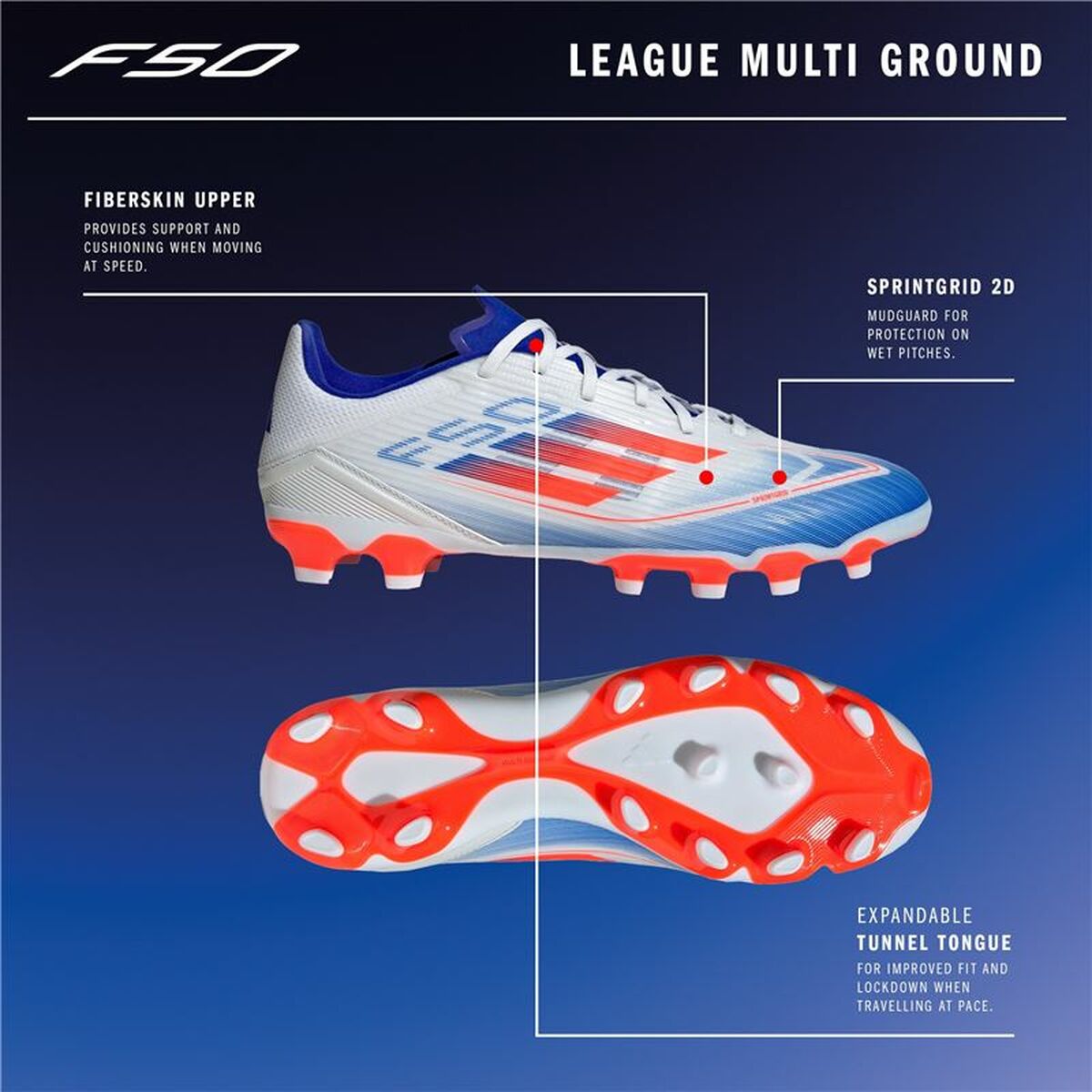 Fotbollsskor för vuxna Adidas F50 League Vit - 2