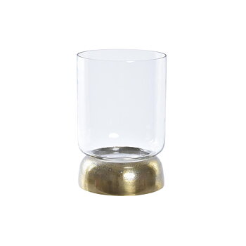 Ljusstakar DKD Home Decor Glas Gyllene Aluminium 14 x 14 x 21 cm