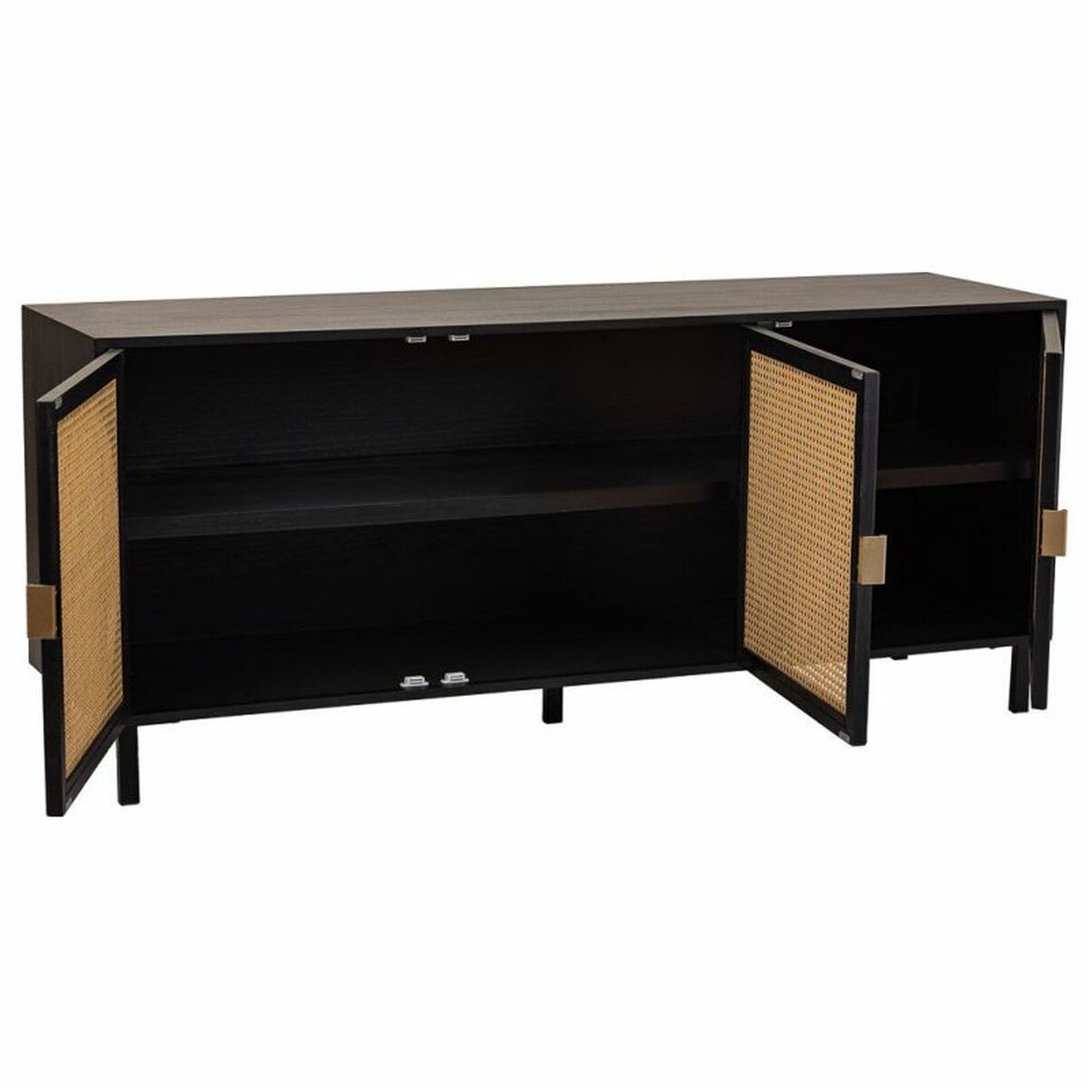 Skänk Alexandra House Living Svart Naturell Rattan Paulowniaträ 45 x 86 x 165 cm - 4