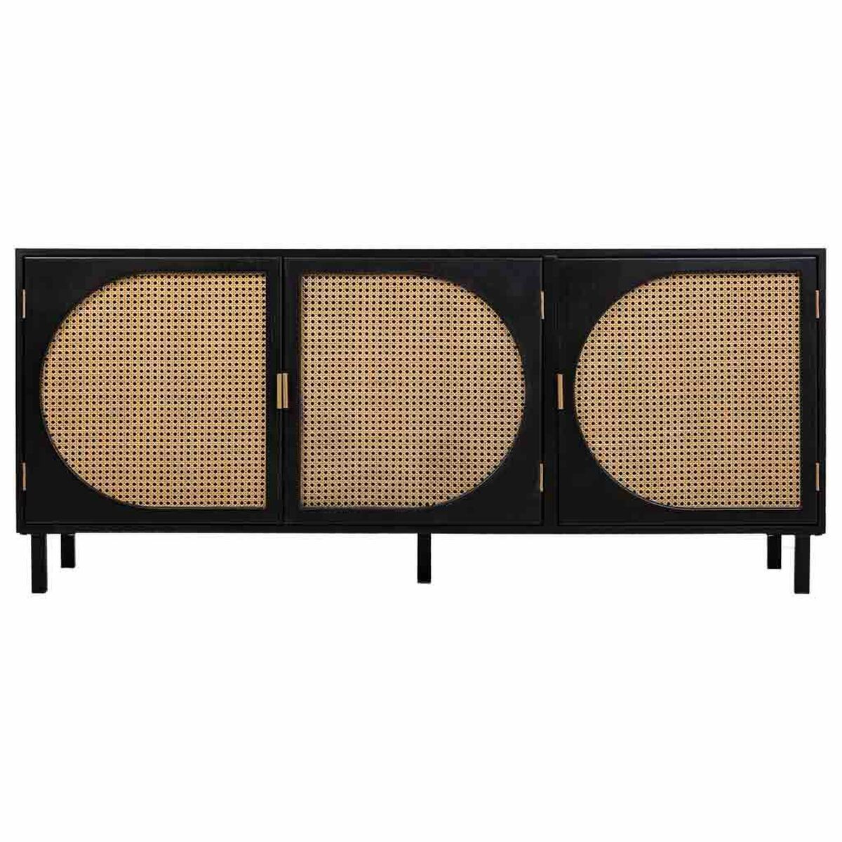 Skänk Alexandra House Living Svart Naturell Rattan Paulowniaträ 45 x 86 x 165 cm