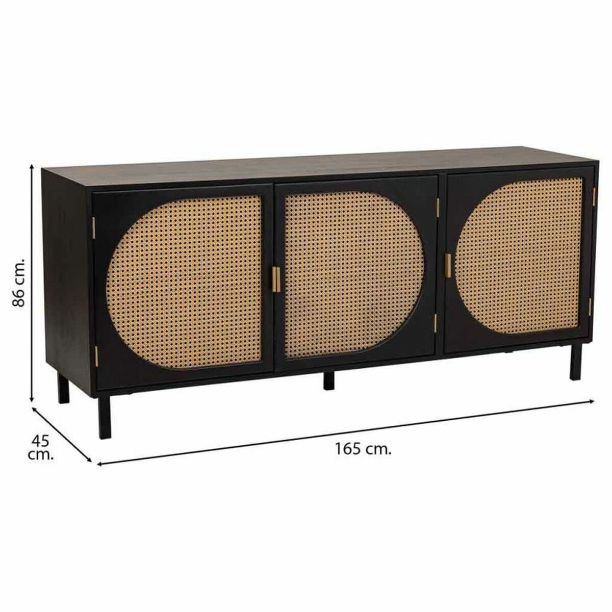 Skänk Alexandra House Living Svart Naturell Rattan Paulowniaträ 45 x 86 x 165 cm - 5