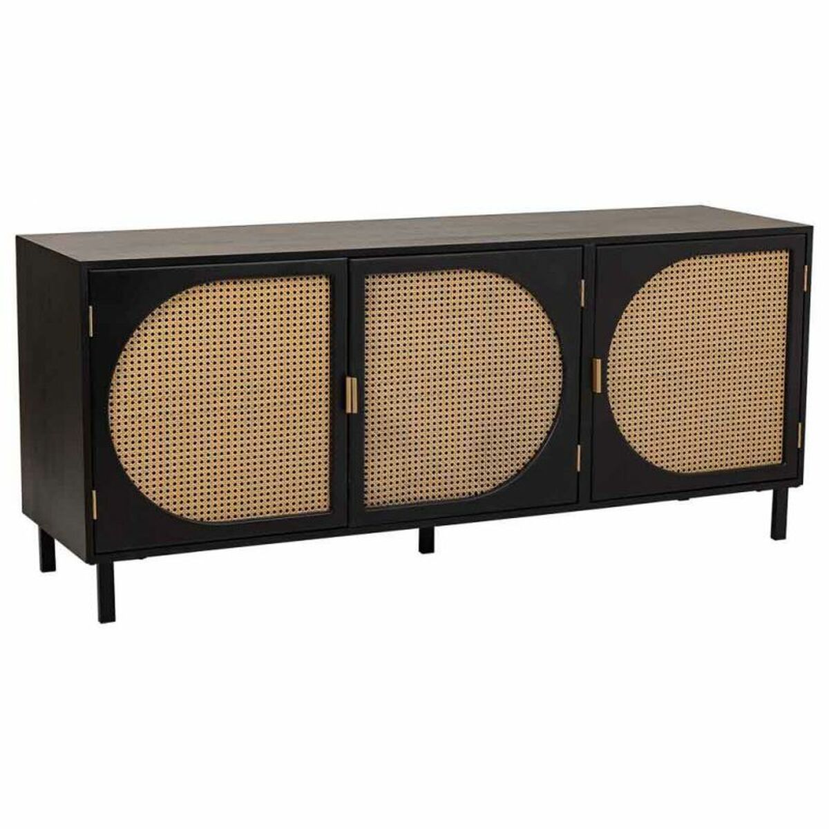 Skänk Alexandra House Living Svart Naturell Rattan Paulowniaträ 45 x 86 x 165 cm - 3