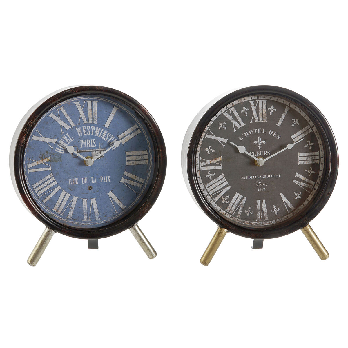 bordsklocka DKD Home Decor Blå Svart Vintage (2 antal) - 4
