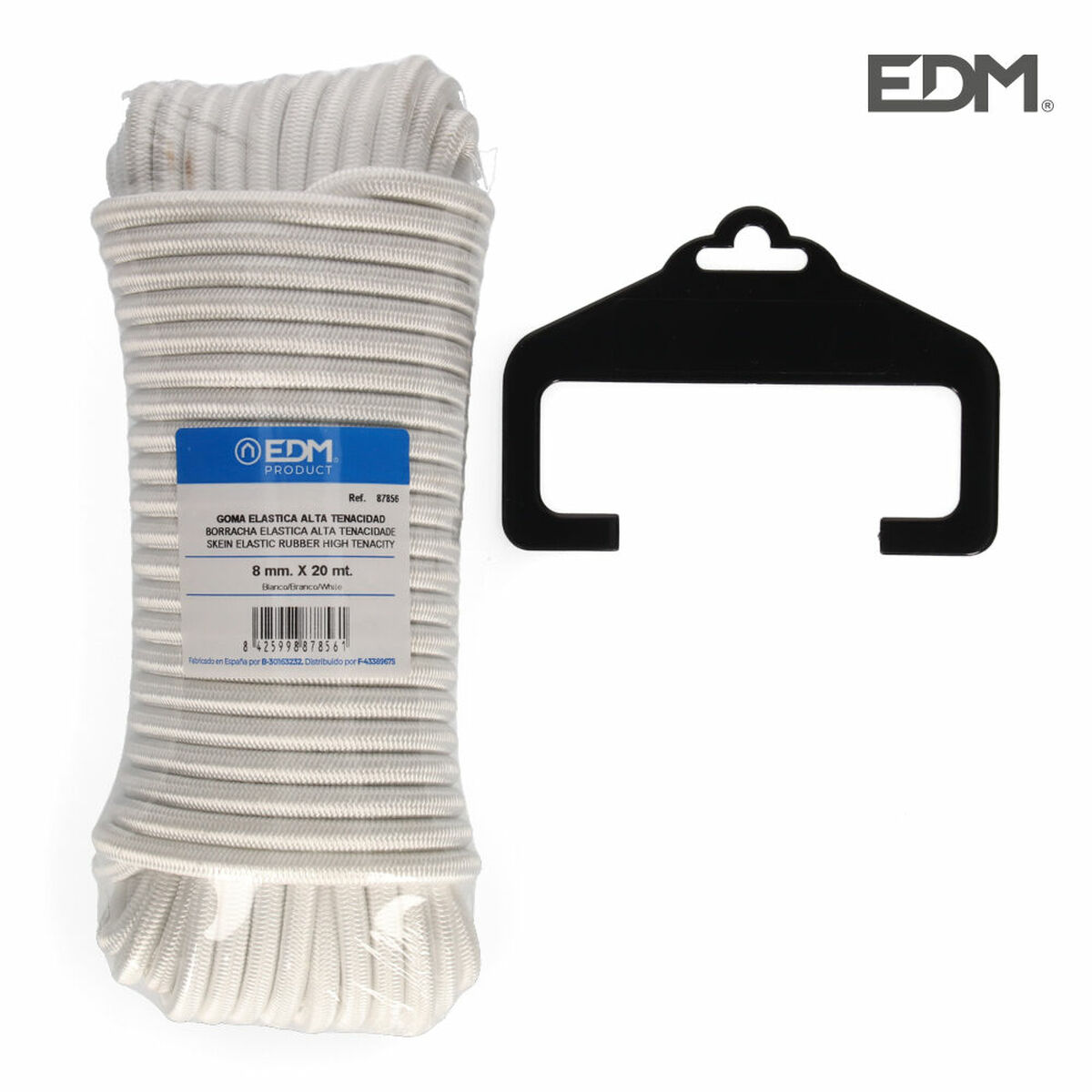 Elastisk sladd EDM 87856 Vit 20 m