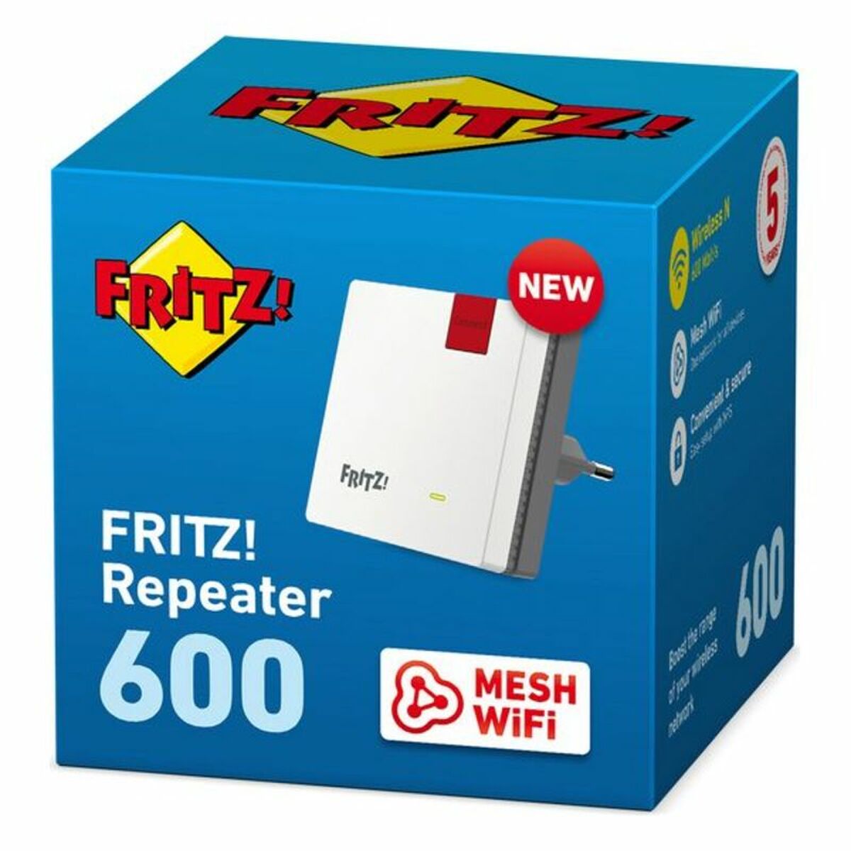 Anslutningspunkt med relästation Fritz! 20002885 2.4 GHz 600 Mbps Vit - 3