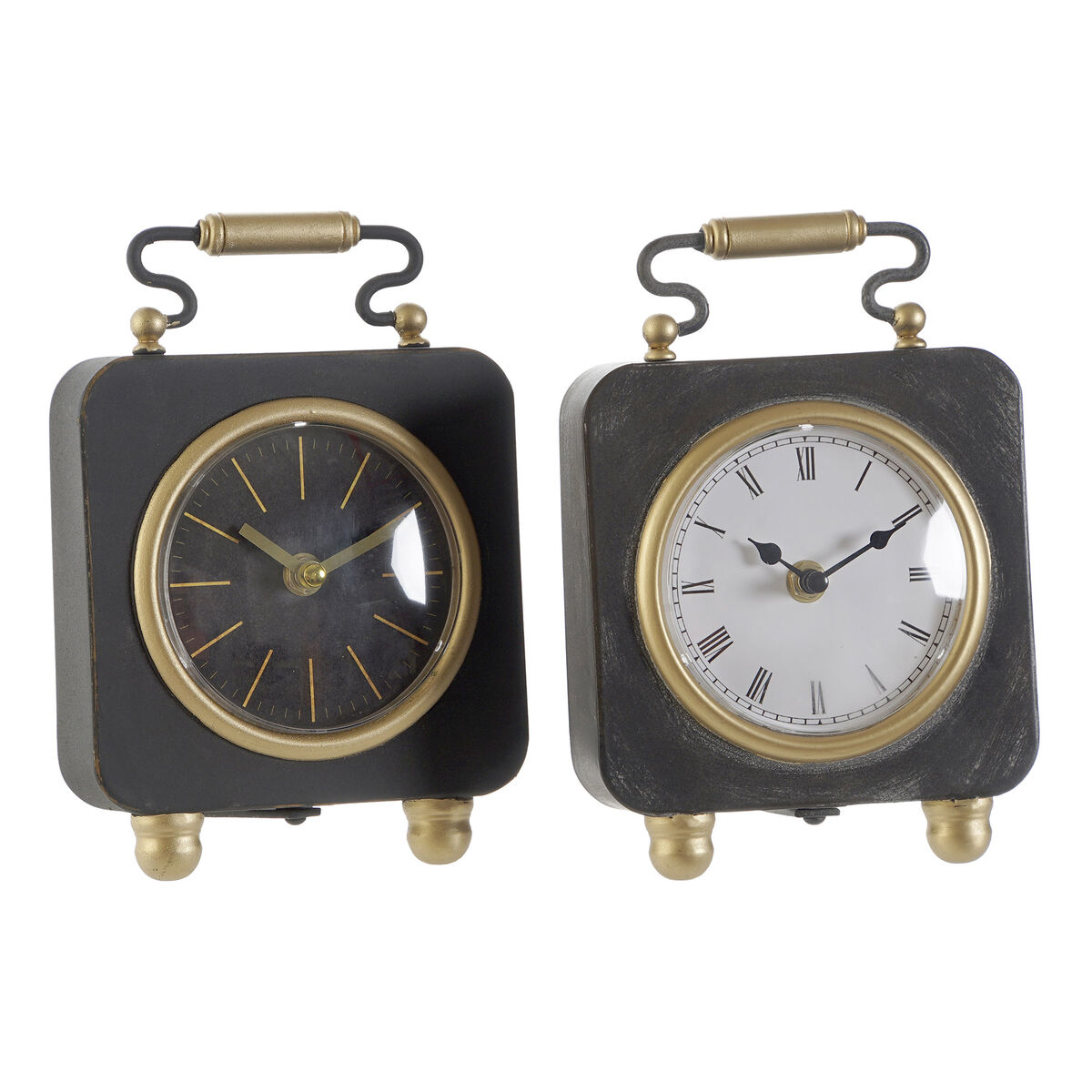 bordsklocka DKD Home Decor Svart Gyllene Silvrig (2 antal) - 4