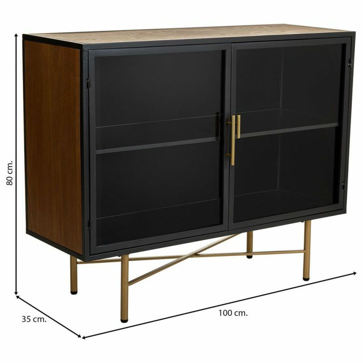 Skänk Alexandra House Living Brun Metall Glas Granträ Trä MDF 35 x 80 x 100 cm - 5
