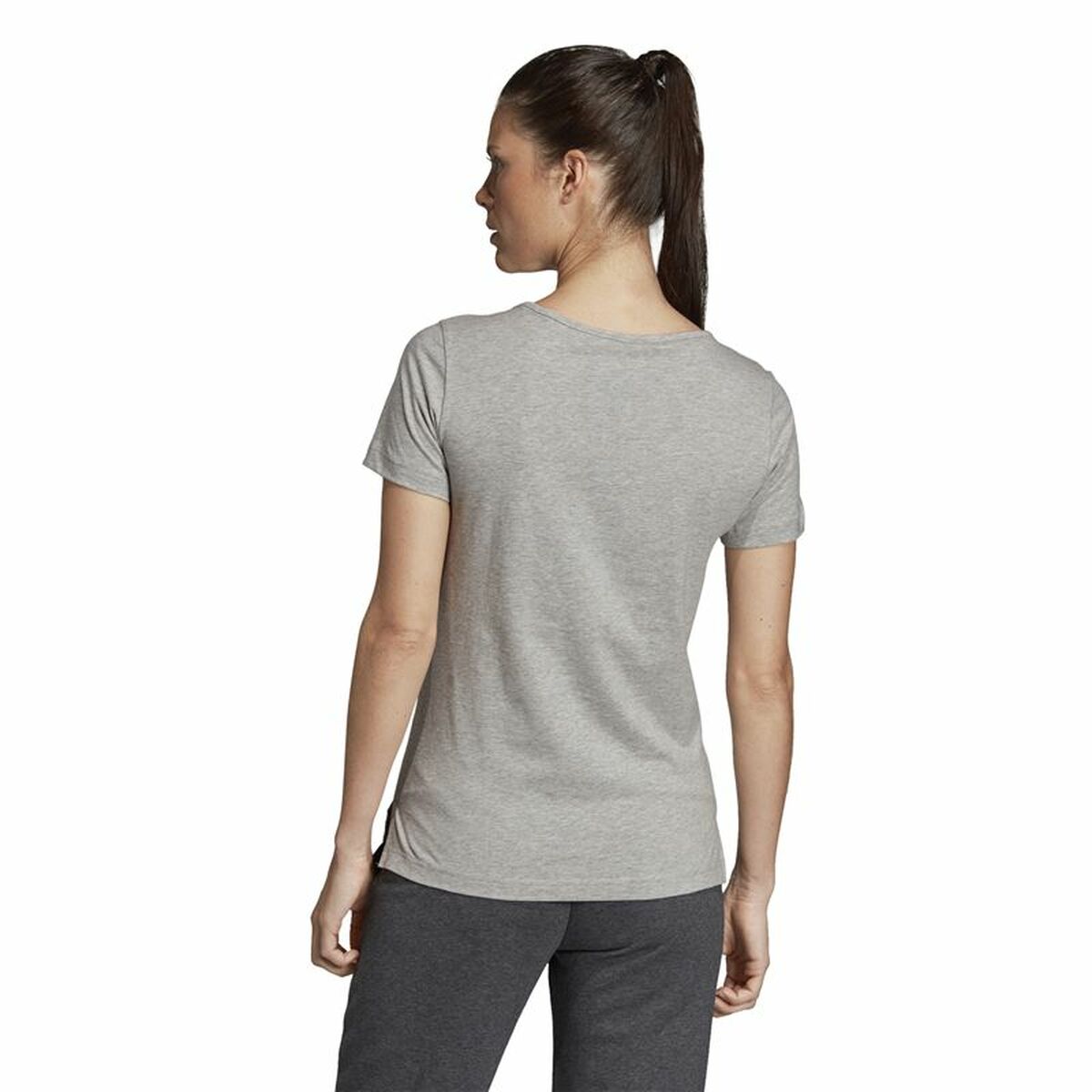 T-shirt med kortärm Dam Adidas Linear Ljusgrå - 7
