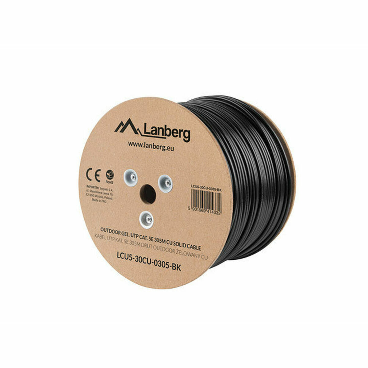 Kabel Ethernet LAN Lanberg CA20423475 Blå Svart 305 m